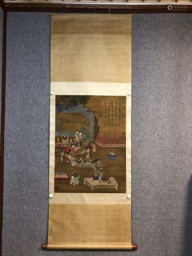 Li kung-lin silk scroll width 66.5 91 inscription