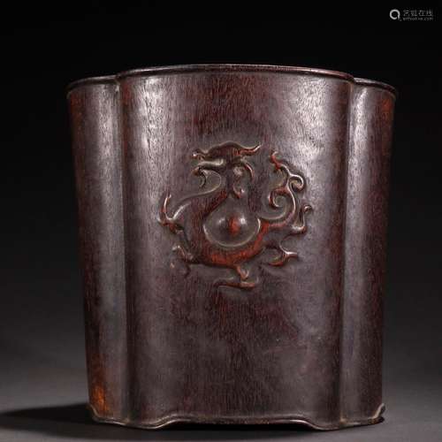 Rosewood, auspicious dragon pen container.Specification: hig...