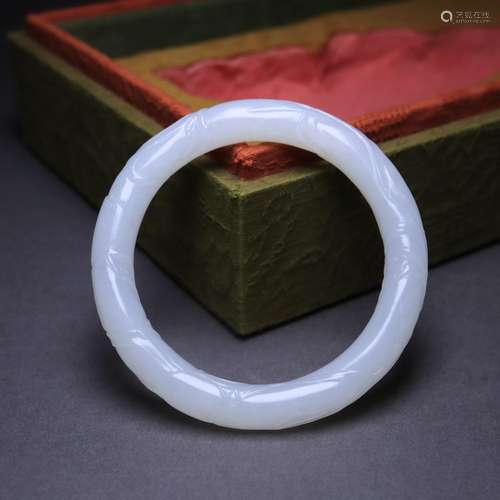 Hetian jade white jade sanduo grain bracelets.Article size 5...