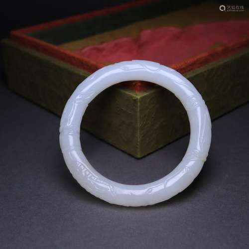 Hetian jade white jade sanduo grain bracelets.Article size 5...