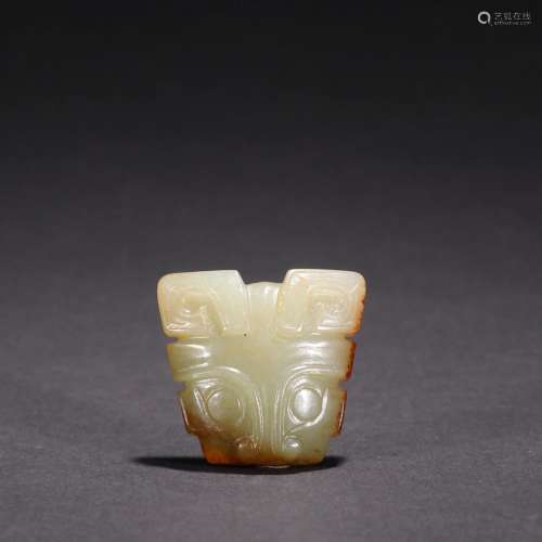 Ancient jade beast hang.Specification: high 3.5 3.7 1.1 cm t...