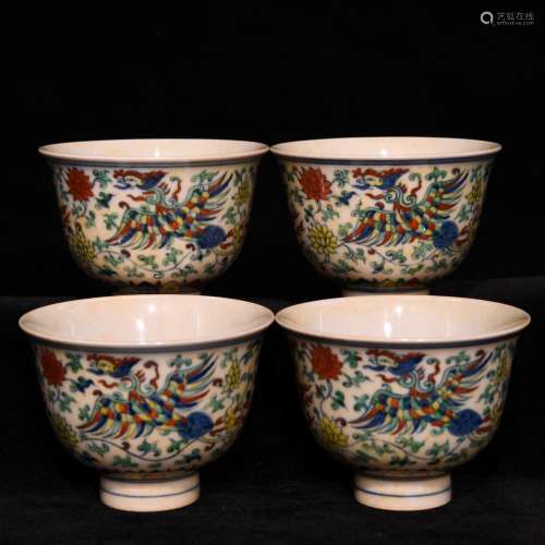 Chenghua fight colourful feng grain cup 6 by 8. 2 cm