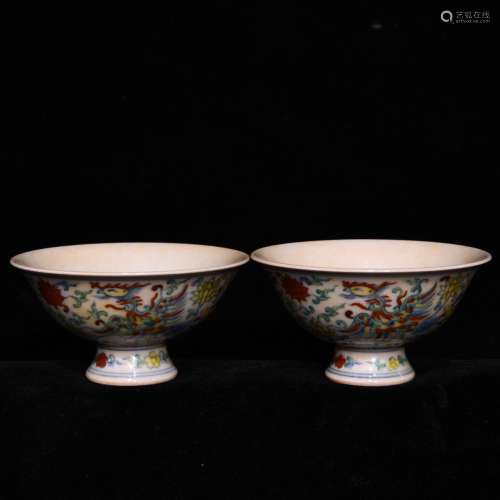 Chenghua fight colourful feng grain footed cup x8.6 4.5 cm