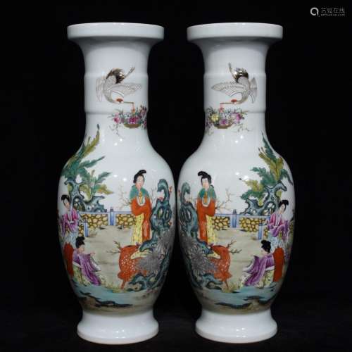 Pastel figure bowstring grain dish buccal bottle a pair of c...