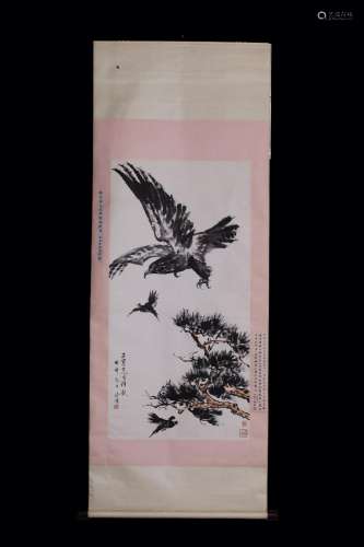 , "xu beihong" eagle hunting figure135 CM long 68....