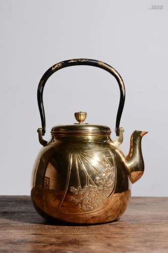 Showa period day hall sectoral gold chrysanthemum sycee pot2...