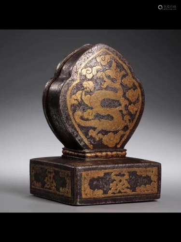 .tiantie carved gold auspicious YunLongWen grass button four...