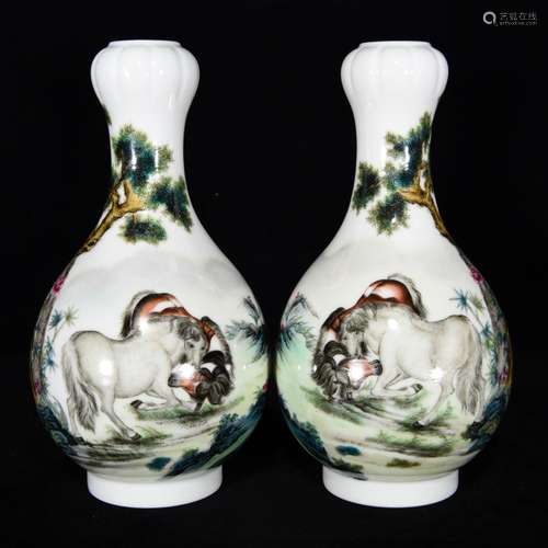 Lang shining as a colored enamel double jun wen garlic bottl...