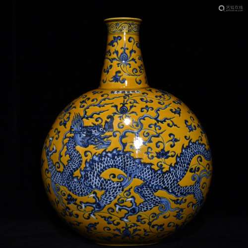 Yellow and blue dragon flat bottles of 45 x35