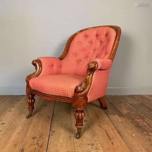 19th Century Walnut Upholstered Armchair