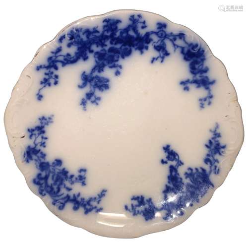 9 7/8” Floral Flow Blue Cake Plate