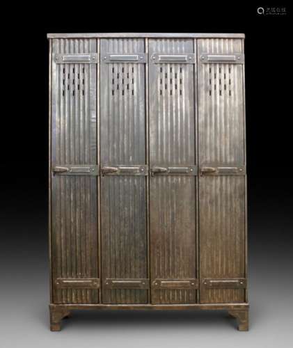 A Set Of Early 20th C Industrial Metal Lockers