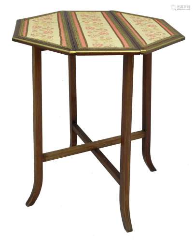 Small Drop Leaf Side Table Original Embroidered Top French C...