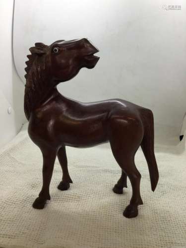 Chinese Zodiac Fengshui Animal Red Wood Handwork Horse