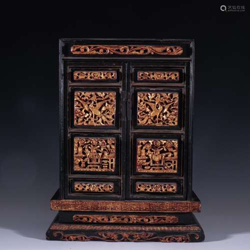 Chao gold lacquer woodcarving "credit" shrineSpeci...