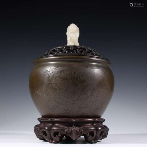 Family treasure that lotus leaf veins cylinder form copper a...