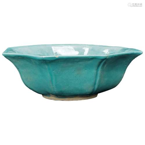 Chinese Robins Egg Blue Octagonal Ceramic Bowl Late Qing/Rep...