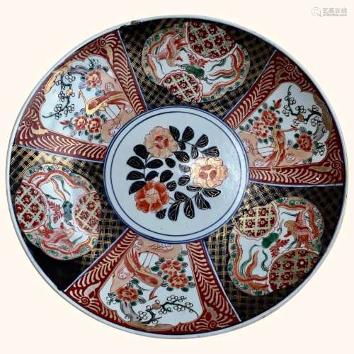 19th Century Japanese Enameled Charger 13 1/2" Diameter