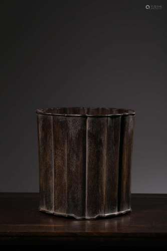 "Four pen container, lobular rosewood carving kwai sync...