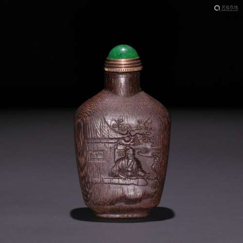 Snuff bottles, aloes carved characters storySize, 7.7 cm hig...