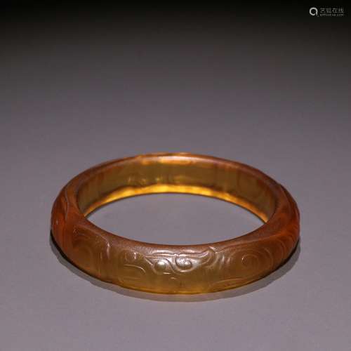 , the old coloured glaze carving dragon braceletSize, diamet...