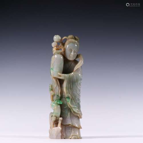 , old jade mago offer carvings.Size, 23.5 cm high 6.8 cm wid...