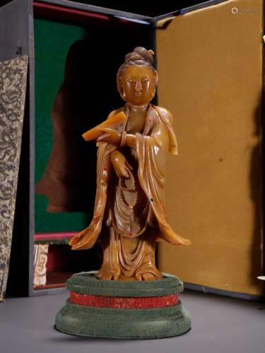 · Lin Zhu field-yellow stone scroll guanyin statuesSpecifica...