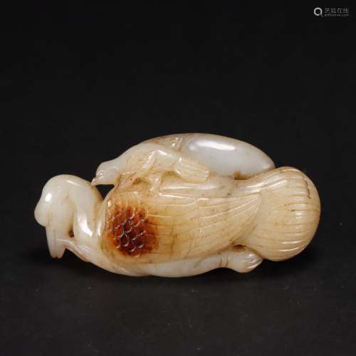 Holly: hetian jade sea pecked swan carvingsSize: 9.3 cm long...