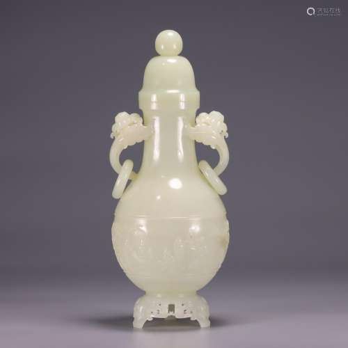 Hetian jade bottle ears blooming flowersSize: 23 cm high, 8....