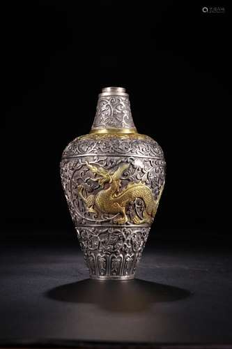 W number 4032: silver and gold dragon wearing flower bottle ...