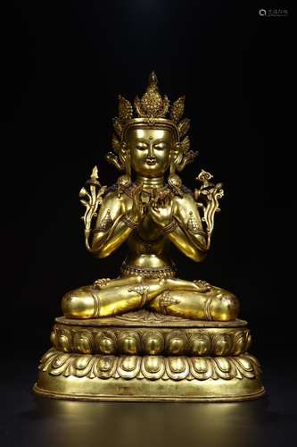 Copper and gold perfect modelling manjusri bodhisattvaSize 3...