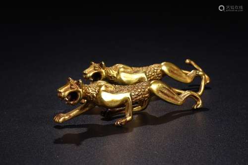 Copper and gold "four place two tigersSpecifications le...