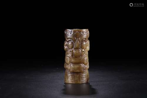 Hetian jade belt ooze imitation hand carved beast furnishing...