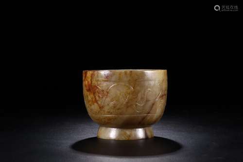 Hetian jade carved real talent grain cupSpecification high 9...