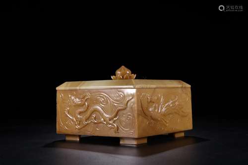 Oil s hetian jade lotus longfeng box buttonSize 11.8 cm high...