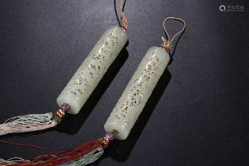 Hetian jade branch grain fragrant to hang a pair ofDiameter ...