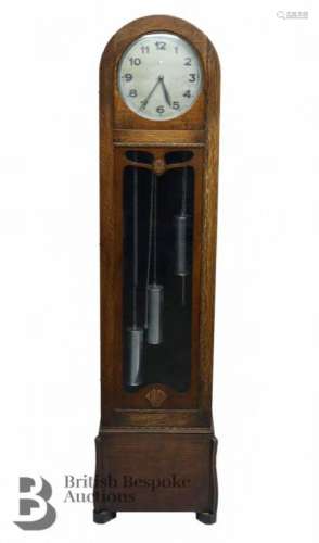 Harris Limited Grimsby weight driven long case clock, steel