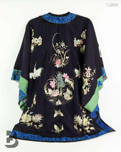Chinese silk floral embroidered jacket, black ground embroid