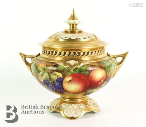 Horace Price for Royal Worcester pot-pourri and cover, paint