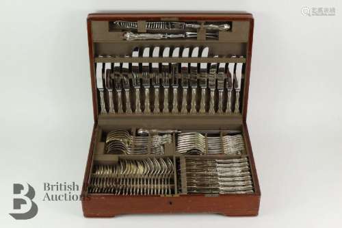 A boxed set of silver plated flatware, eight place setting,