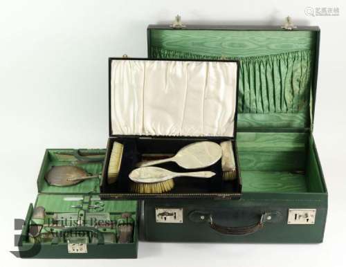 An Edward VIII lady's travelling vanity case, the green leat