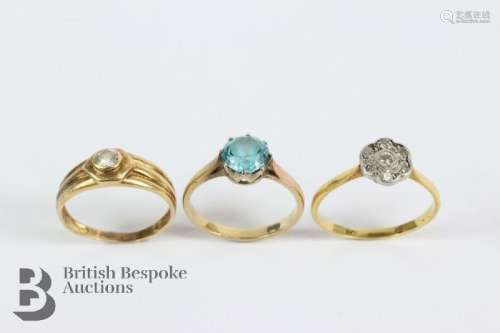 Three gold rings, including a gentleman's 18ct gold ring siz
