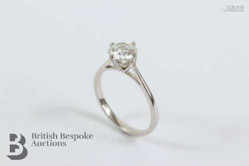 Platinum solitaire diamond ring, size N, approx 3 gms.