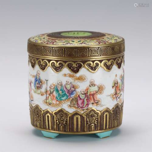 A CHINESE FAMILLE ROSE PORCELAIN INCENSE CAGE,QIANLONG