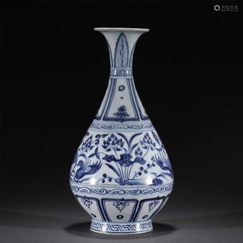 A BLUE AND WHITE PORCELAIN VASE,YUAN