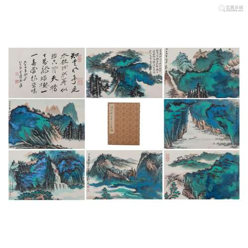 ALBUM PAINTING OF MOUNTAINS LANDSCAPE,SIGNED ZHANG DAQIAN