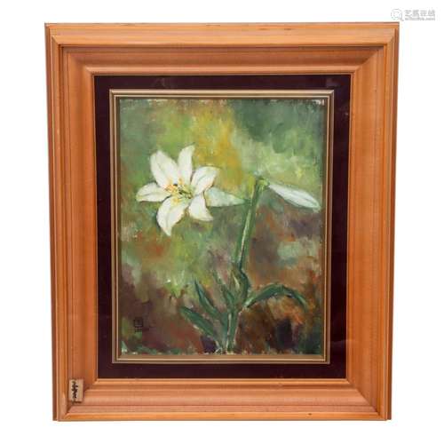 A PAINTING OF FLOWERS WITH FRAME,SIGNED CHANG YU