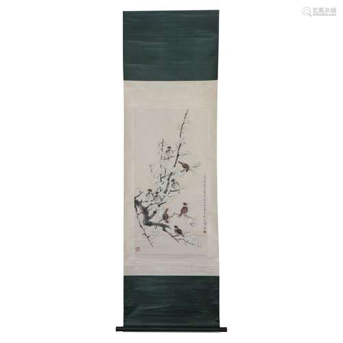 A PAINTING OF PLUM BLOSSOM AND BIRDS,SIGNED XU BEIHONG