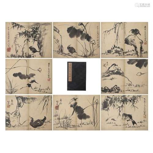 ALBUM PAINTING OF BIRDS AND FLOWERS,SIGNED BADA SHANREN