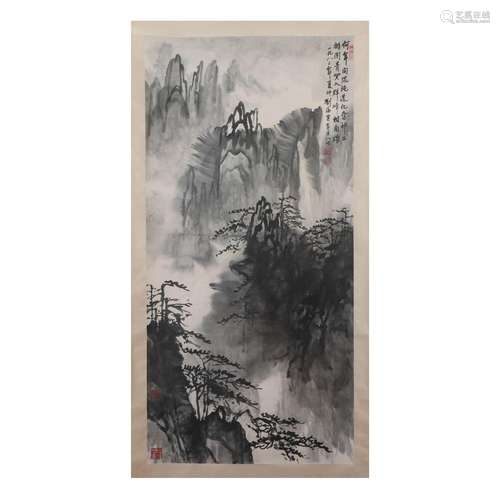 A PAINTING OF MOUNTIANS LANDSCAPE,SIGNED LIU HAISU